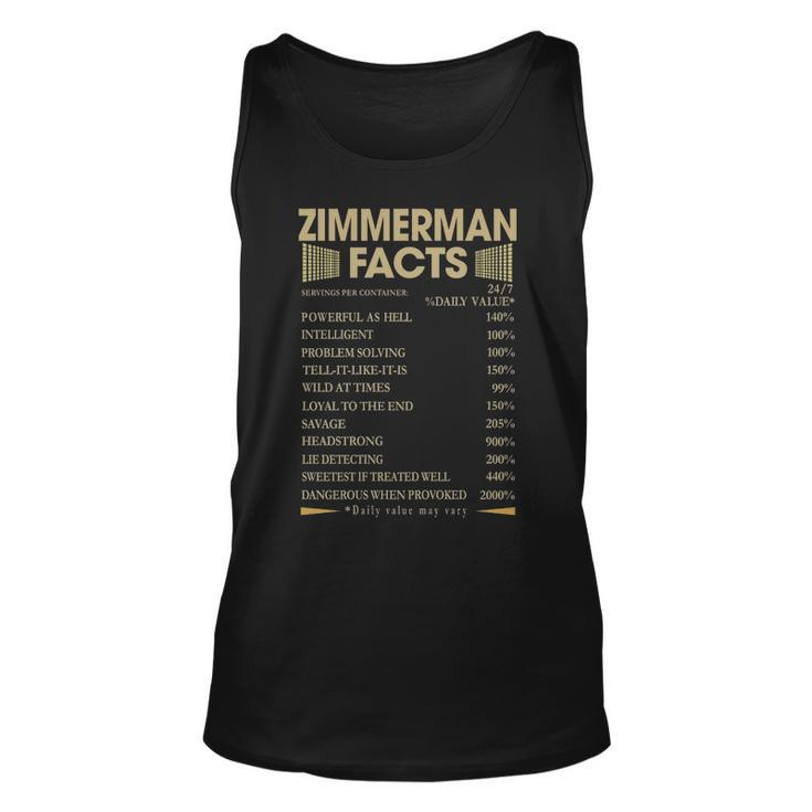 Zimmerman Name Gift Zimmerman Facts V2 Unisex Tank Top