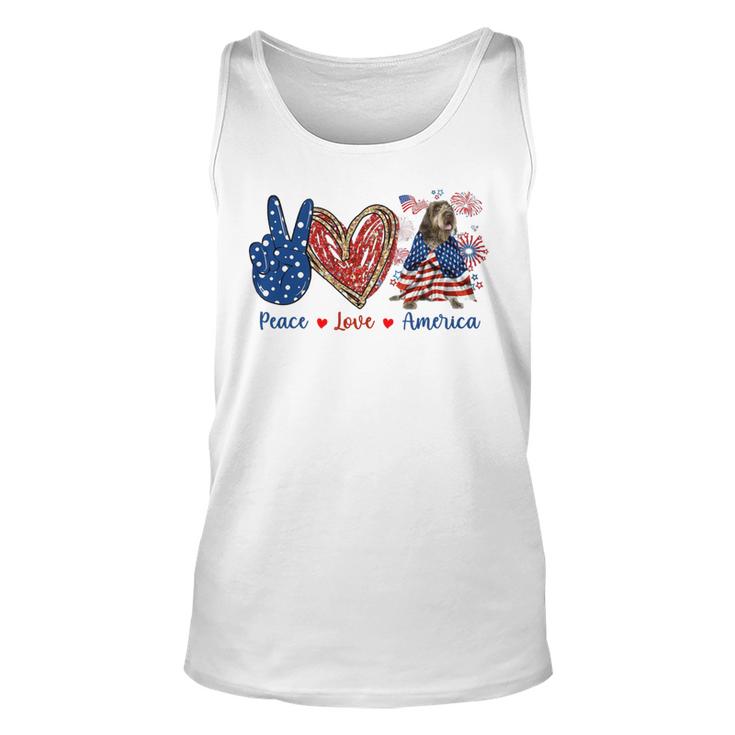 Peace Love Wirehaired Pointing Griffon Dog Patriotic America Tank Top