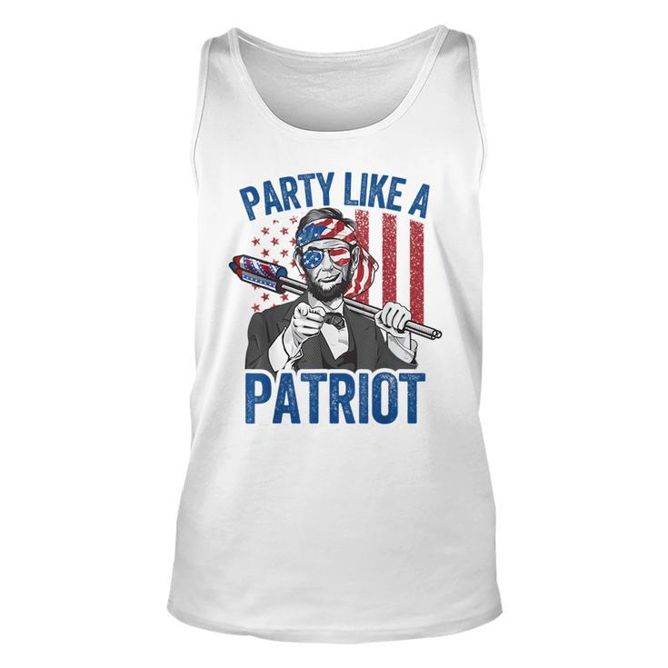 Abraham Lincoln 4Th Of July  Men American Usa Flag  Unisex Tank Top