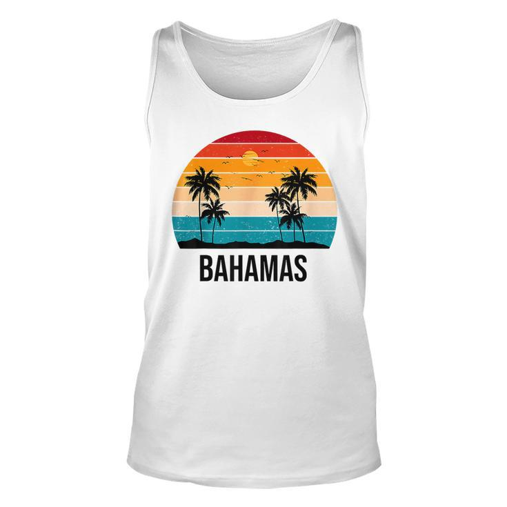 Bahamas Sunset Vintage Souvenir Palm Tree Beach Sun  Unisex Tank Top