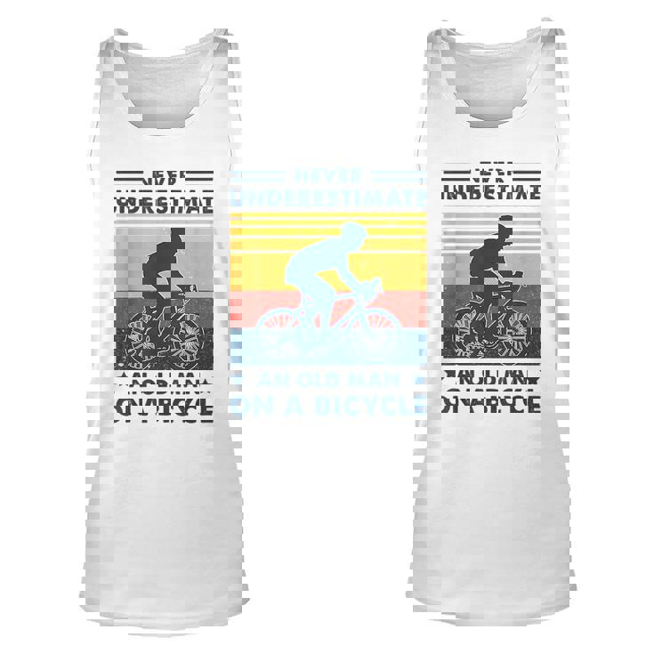 Bike Vintage Never Underestimate An Old Man On A Bicycle Unisex Tank Top