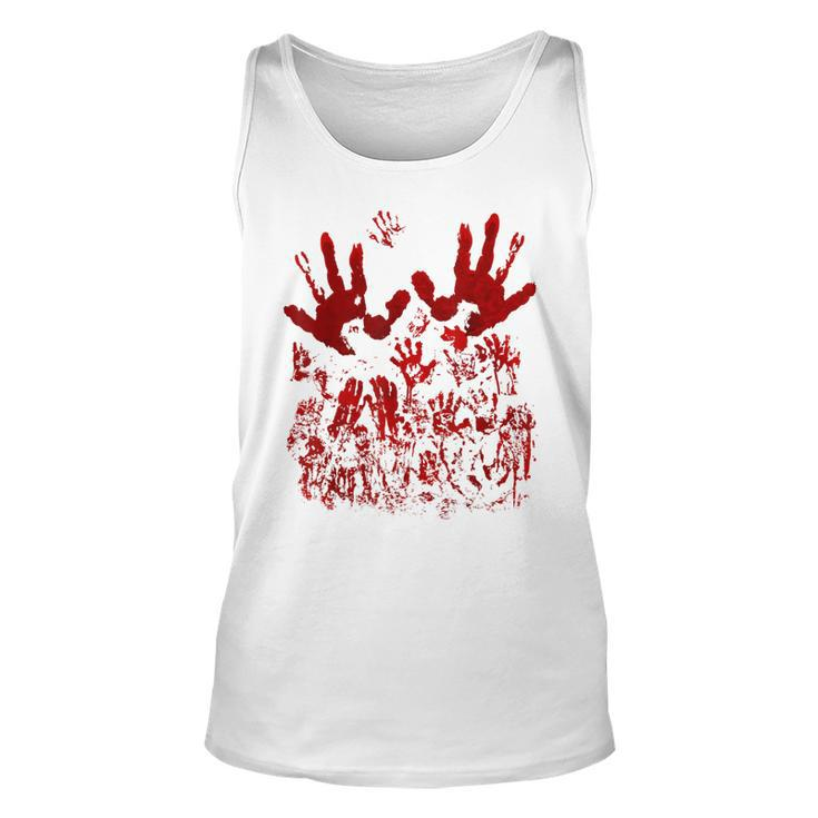 Bloody Handprint Red Blood Splatters Zombie Outbreak Costume Handprint Tank Top