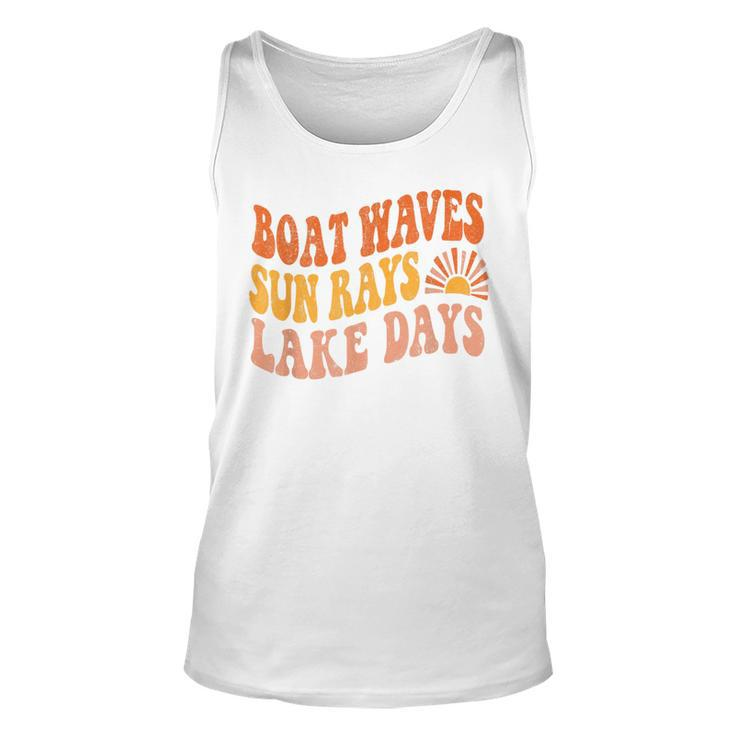 Boat Waves Sun Rays Lake Days Cute Retro 70S Summer Vacation Unisex Tank Top