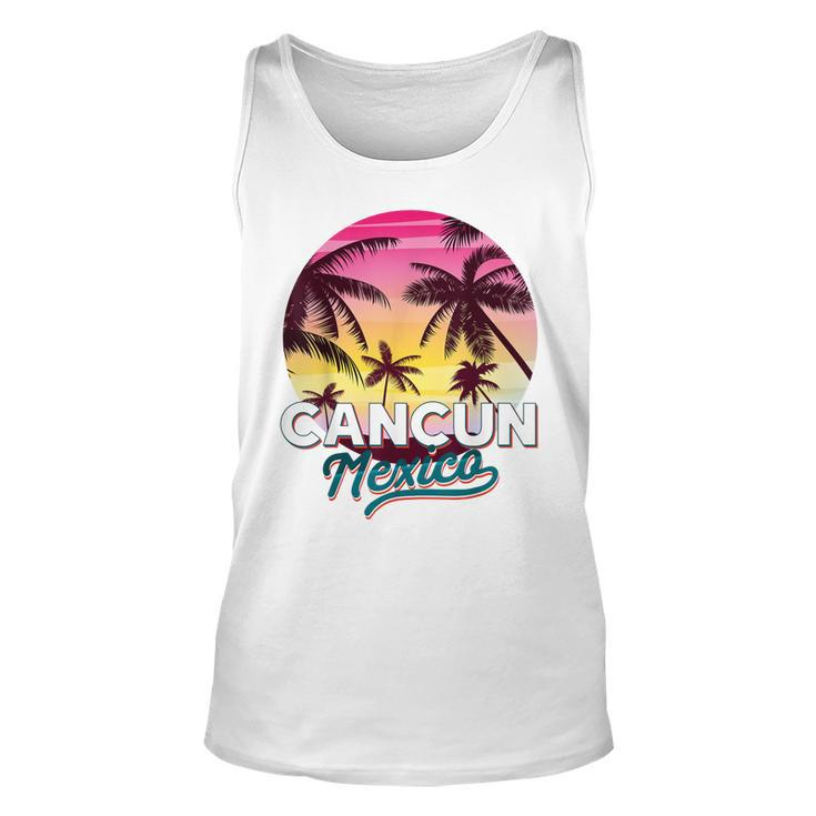 Cancun Mexico Palm Tree Beach Summer Vacation Sunset  Unisex Tank Top