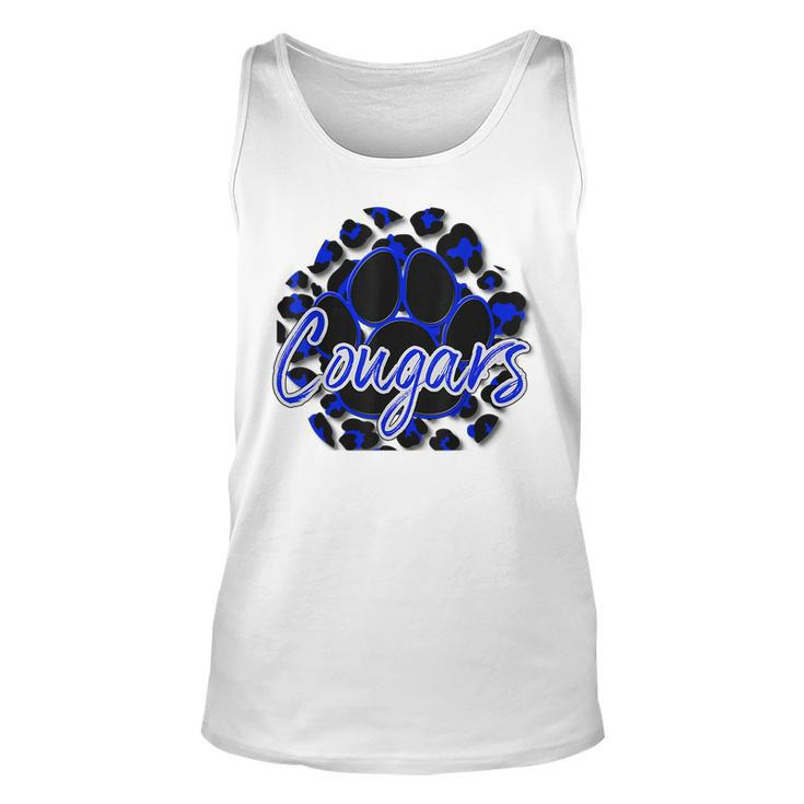 Cougar Blue Black Cheetah School Sports Fan Team Spirit Tank Top