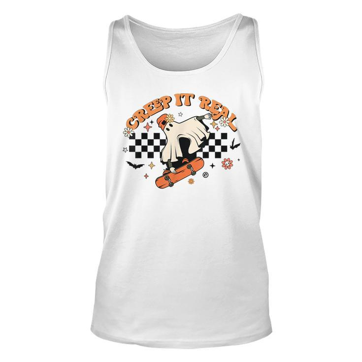 Creep It Real Retro Halloween Party Ghost Skateboard IT Tank Top