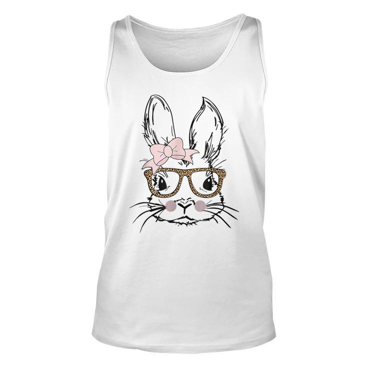 Cute Bunny Face  Leopard Print Glasses Easter Gift Unisex Tank Top