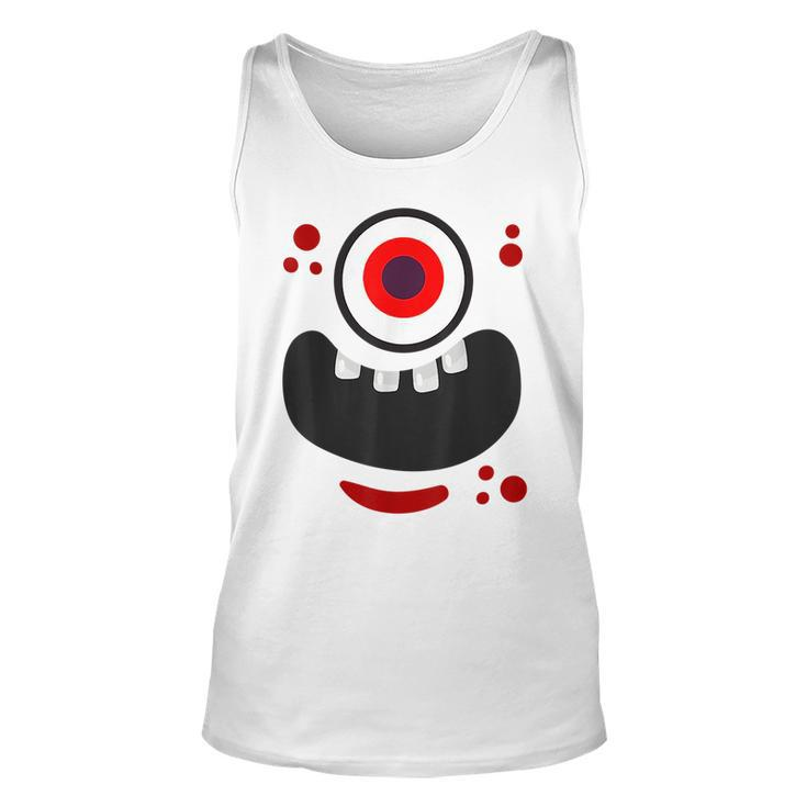 Cute Monster Face Scary Eyeball & Mouth Funny Red Monster  Unisex Tank Top
