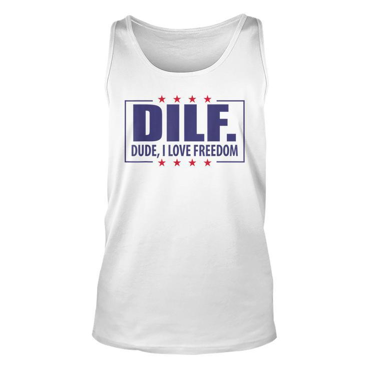 Dilf Dude I Love Freedom Usa 4Th July Flag Party Usa Tank Top