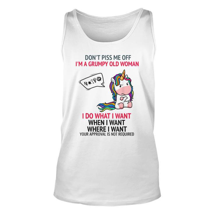 Dont Piss Me Off Im A Grumpy Old Woman Cute Unicorn Funny  Unisex Tank Top