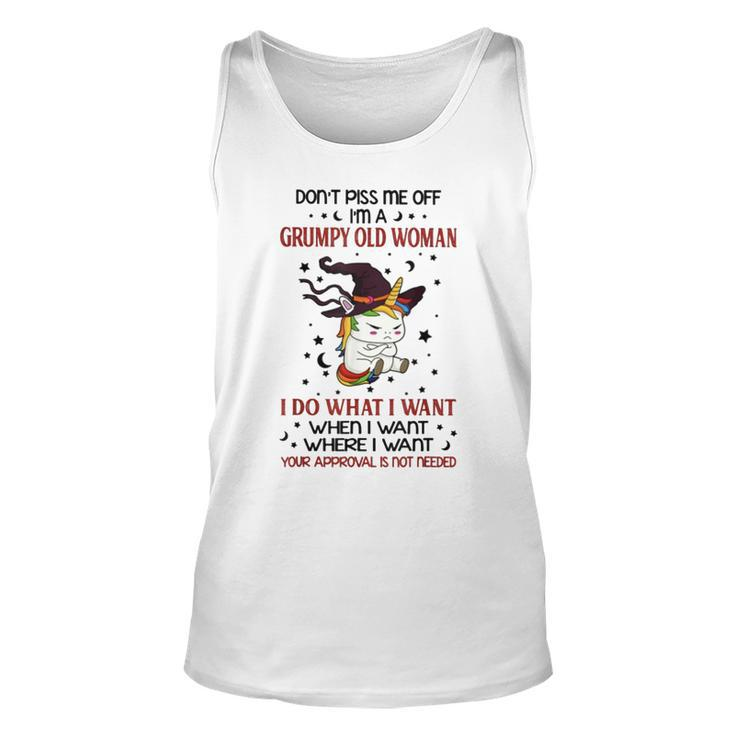 Dont Piss Me Off Im A Grumpy Old Woman Unicorn Witch  Unisex Tank Top