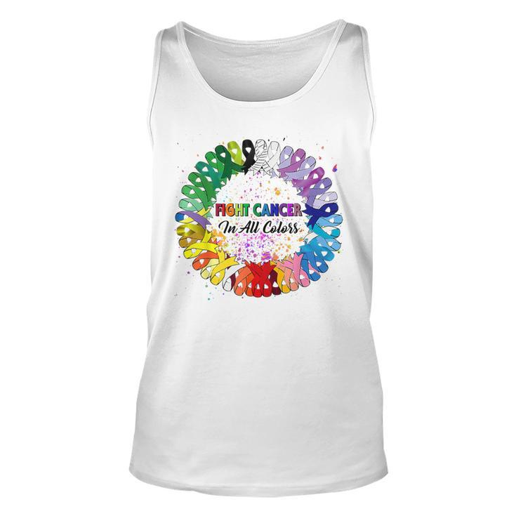 Fight Cancer In All Color Ribbon Fighter Warrior Support Tank Top