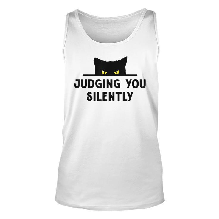 Funny Black Cat Judging You Silently Animal Pet Lover   Unisex Tank Top