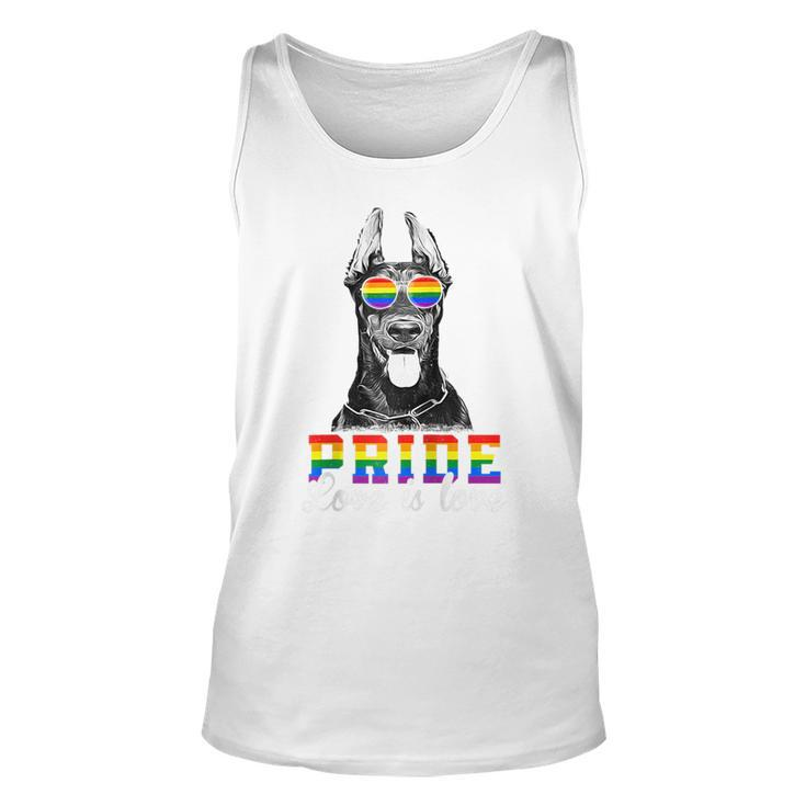 Funny Lgbt Pride Love Is Love Doberman Dog  Unisex Tank Top