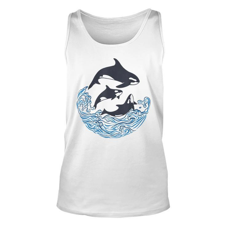 Funny Orca Killer Whales Bouquet Orca Family Cool Pisces  Unisex Tank Top