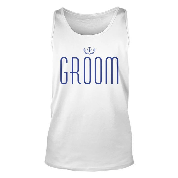 Groom  Nautical With Anchor Navy Blue Unisex Tank Top