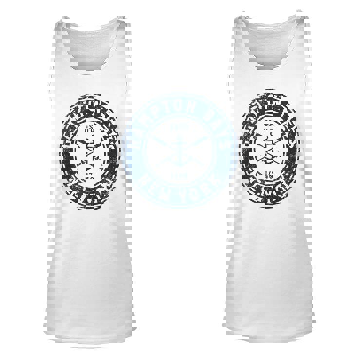 Hampton Bays New York Ny Vintage Boat Anchor & Oars Unisex Tank Top