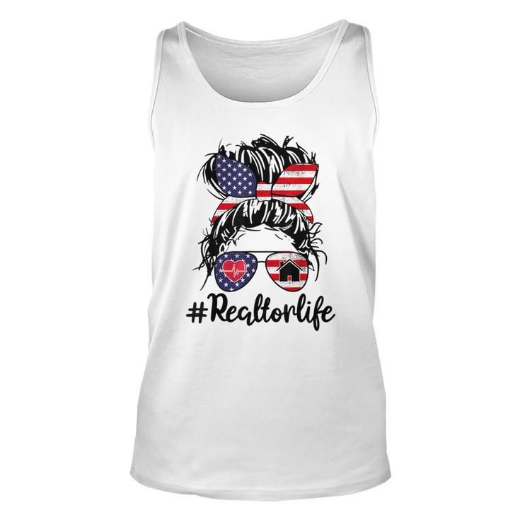Happy July 4Th Day Real Estate Messy Buns Usa Flag Unisex Tank Top