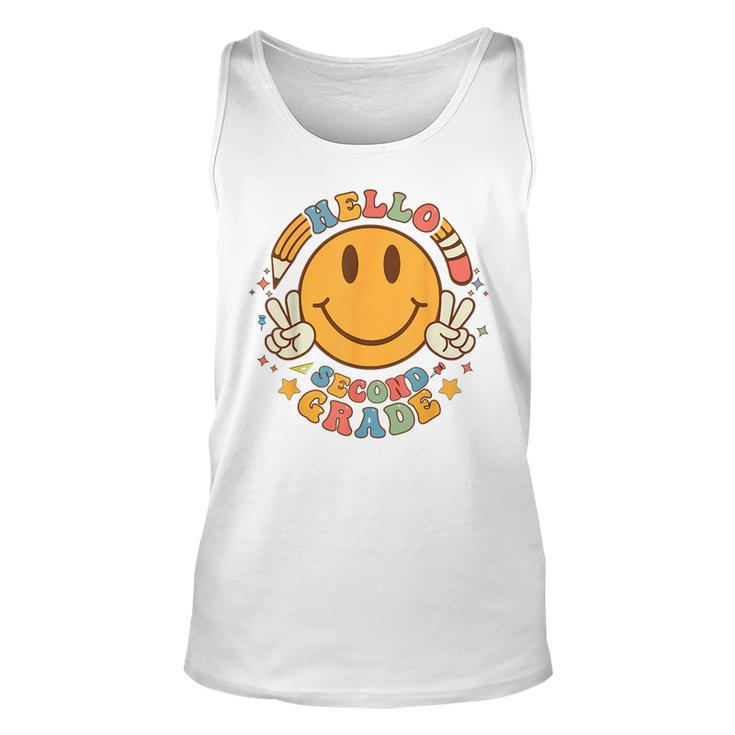 Hello 2Nd Grade Smile Pencil Groovy Back To Shool 2Nd Grade Unisex Tank Top