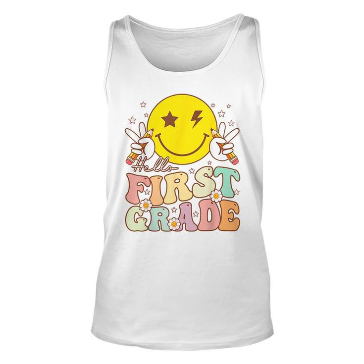 Hello First Grade Hippie Smile Face 1St Grade Back To School  Unisex Tank Top