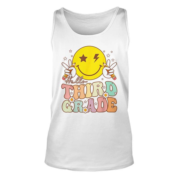 Hello Third Grade Hippie Smile Face 3Rd Grade Back To School 3Rd Grade Tank Top