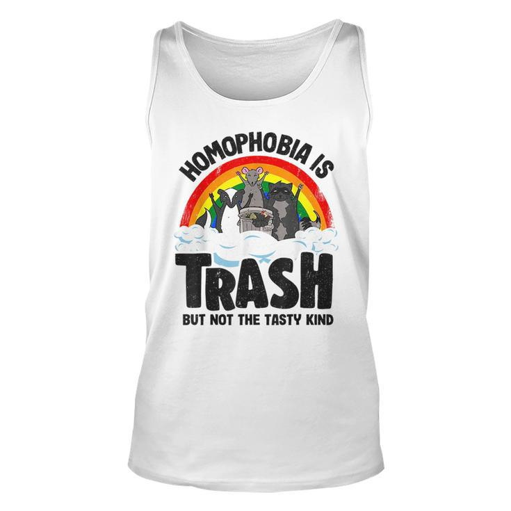 Homophobia Is Trash Gay Pride Raccoon Opossum Ally Lgbt Unisex Tank Top