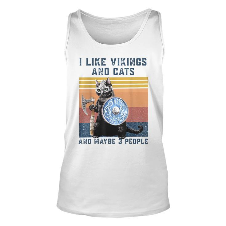 I Like Vikings And Cats And Maybe 3 People Unisex Tank Top