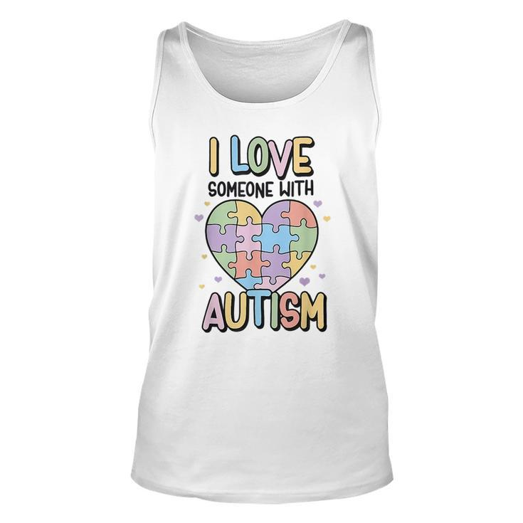 I Love Someone With Autism Kids Heart Puzzle Colorful Kids  Unisex Tank Top