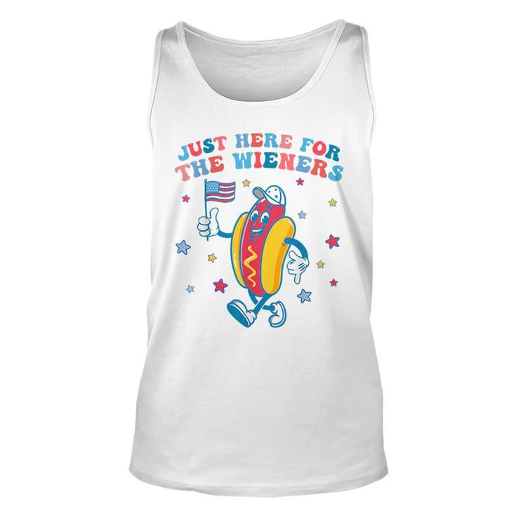 Im Just Here For The Wieners Funny 4Th Of July Boys Girls  Unisex Tank Top