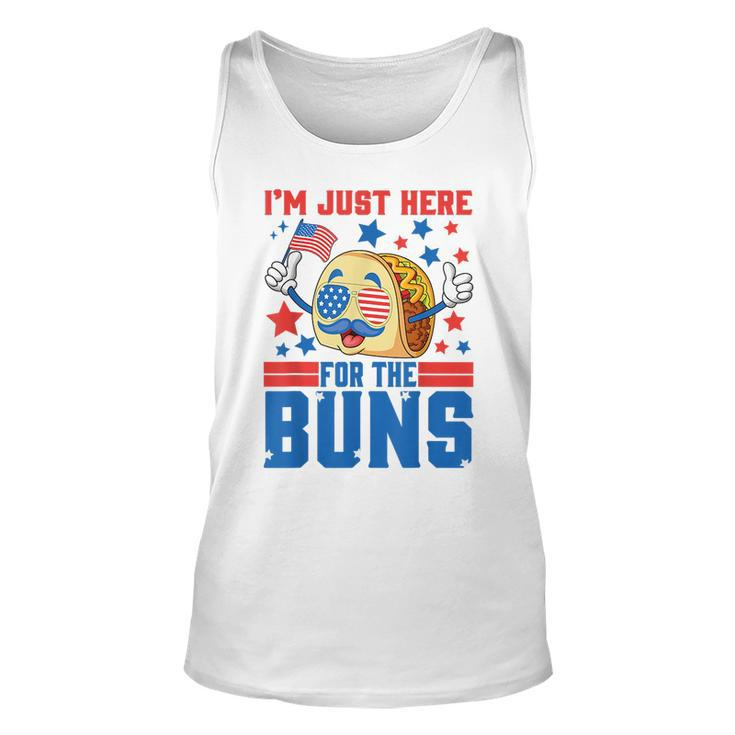 Im Just Here For The Buns Patriotic Tacos 4Th Of July Patriotic Tank Top