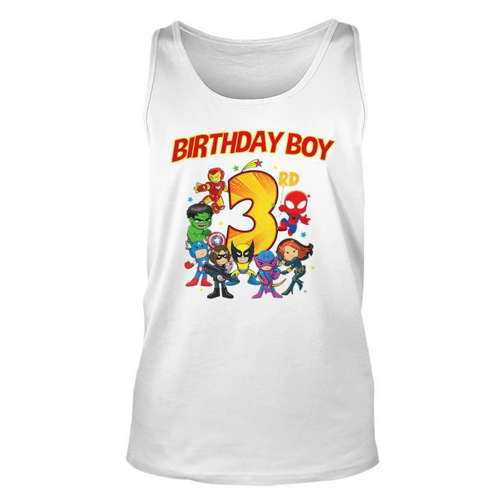 Kids 3Rd Third Birthday Boy  Superhero Super Hero Party  Unisex Tank Top
