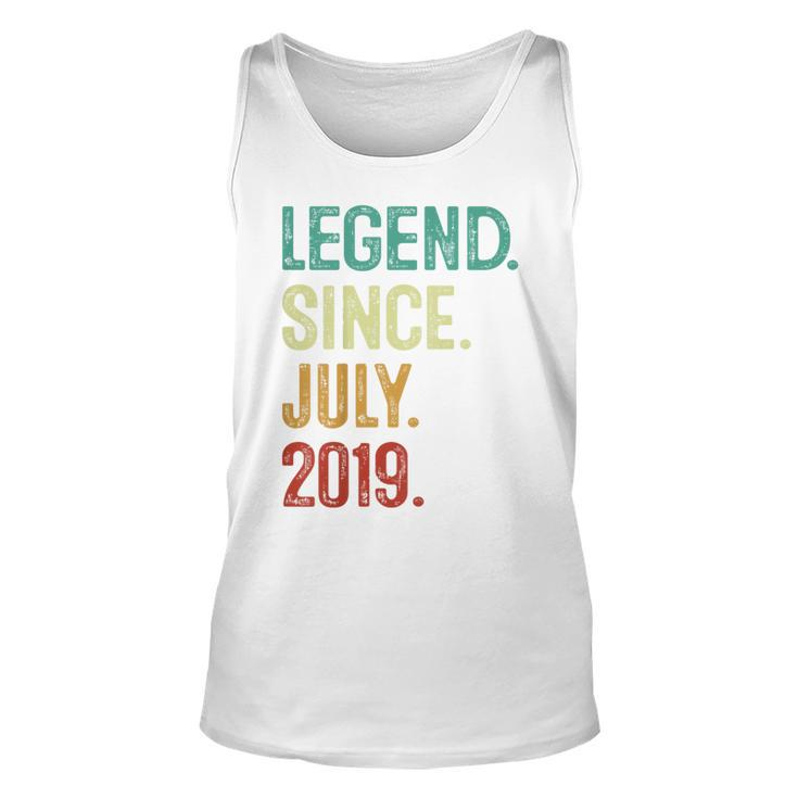 Kids 4 Years Old Legend Since July 2019 4Th Birthday Unisex Tank Top