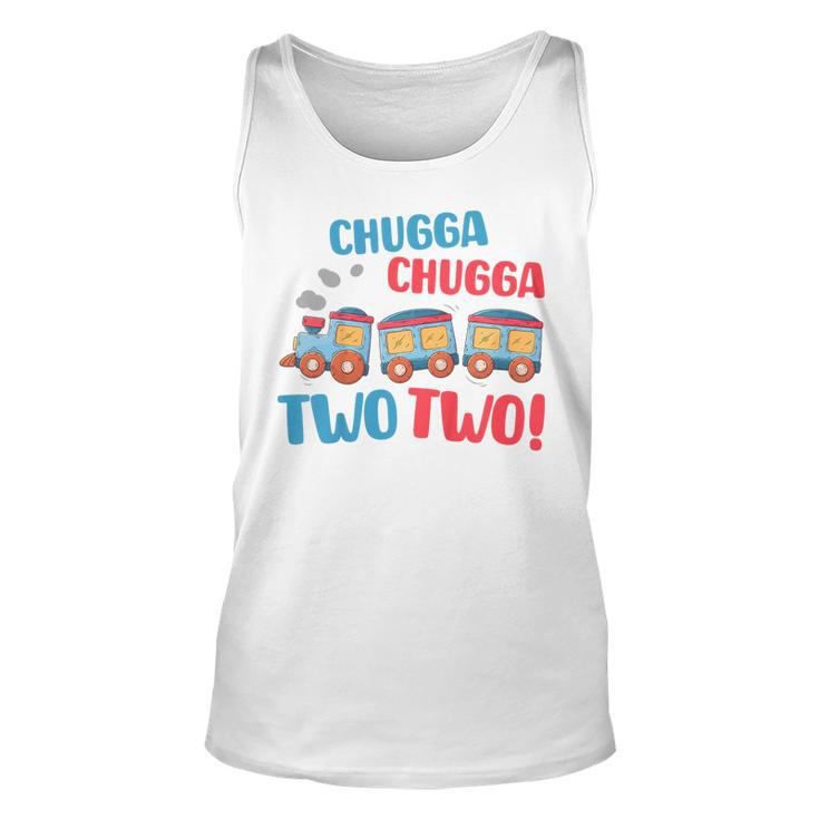 Kids Birthday 2 Year Old Gifts Chugga Two Two Party Theme Trains  Unisex Tank Top