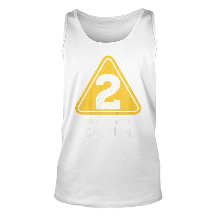 Kids Birthday Boy 2 Two Construction Sign 2Nd Birthday Toddler Tank Top