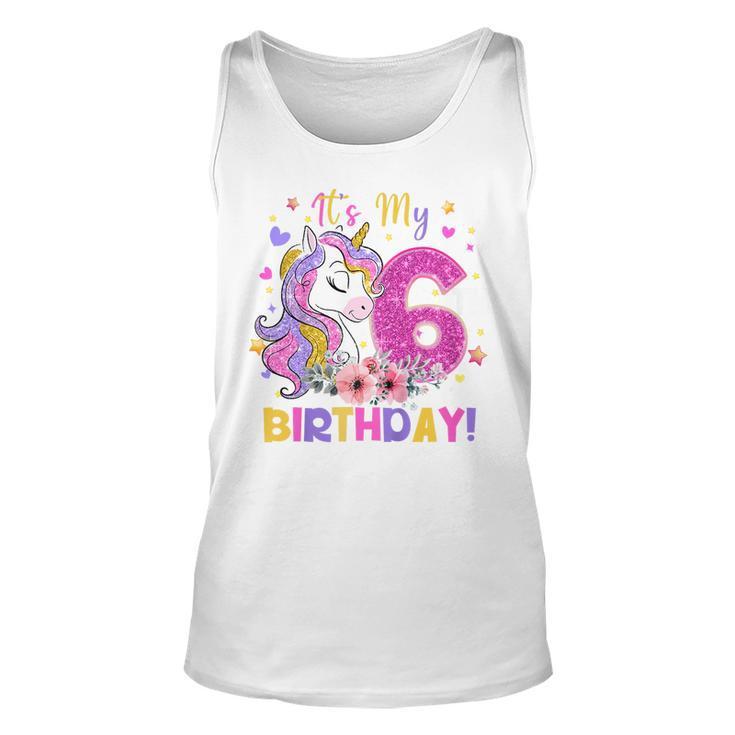 Kids Its My 6Th Birthday Funny Unicorn Girls 6 Year Old Gift  Unisex Tank Top