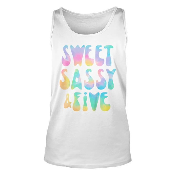 Kids Sweet Sassy And Five 5Th Birthday Girl Tie Dye 5 Year Old Tank Top
