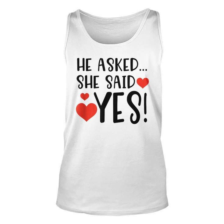 Lovely Funny He Asked She Said Yes Married Gift Unisex Tank Top