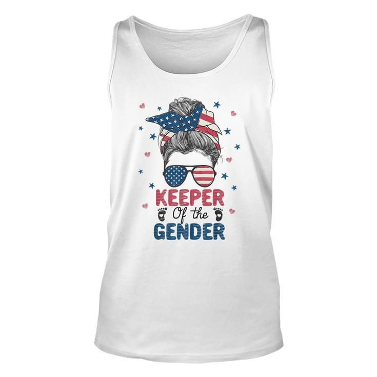 Messy Bun Keeper Of The Gender 4Th Of July Gender Keeper Unisex Tank Top