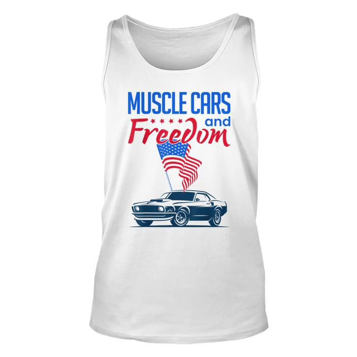 Muscle Cars & Freedom American Car Enthusiast July 4Th Flag Cars Tank Top