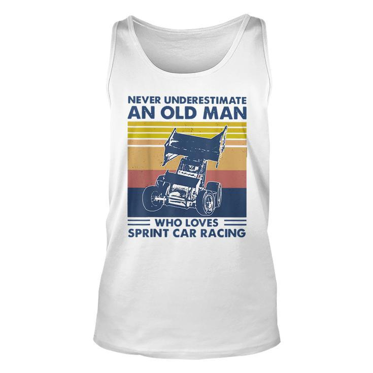 Never Underestimate An Old Man Who Loves Sprint Car Racing Unisex Tank Top