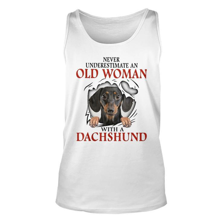 Never Underestimate An Old Woman With A Dachshund Unisex Tank Top