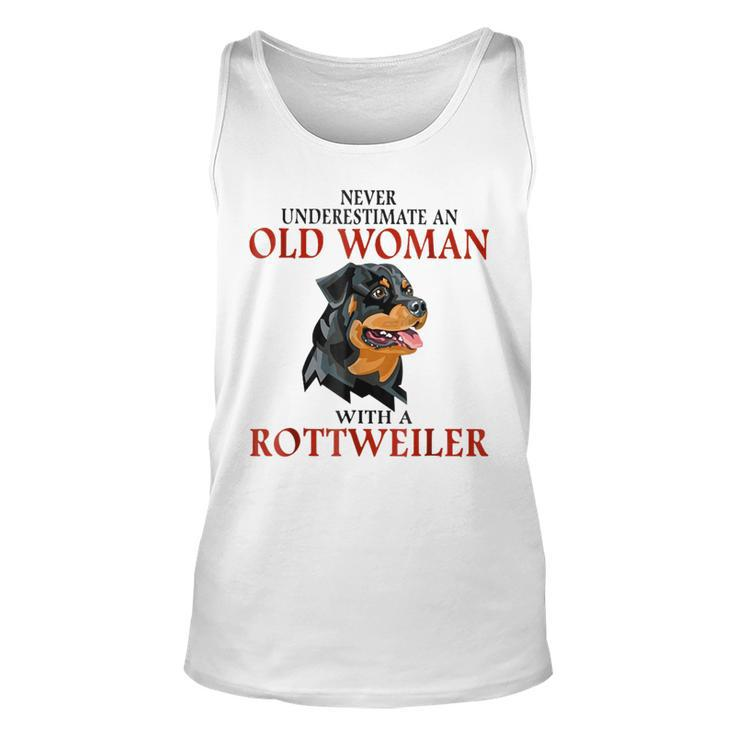 Never Underestimate An Old Woman With A Rottweiler Unisex Tank Top