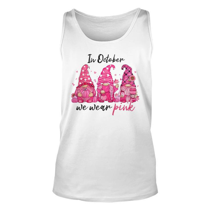 In October We Wear Pink Gnomes Breast Cancer Halloween Tank Top