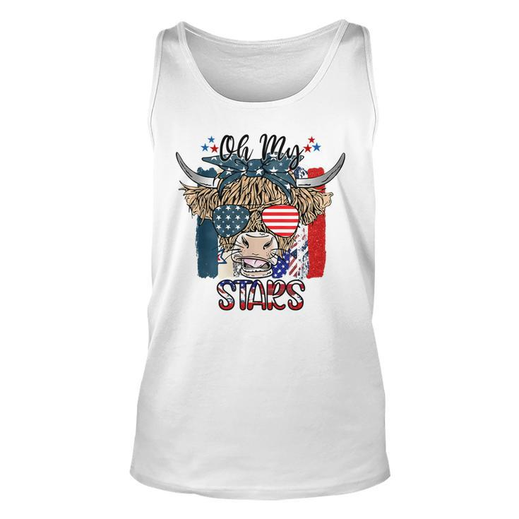 Oh My Stars Highland Cow Heifer Cow Girls 4Th Of July  Unisex Tank Top