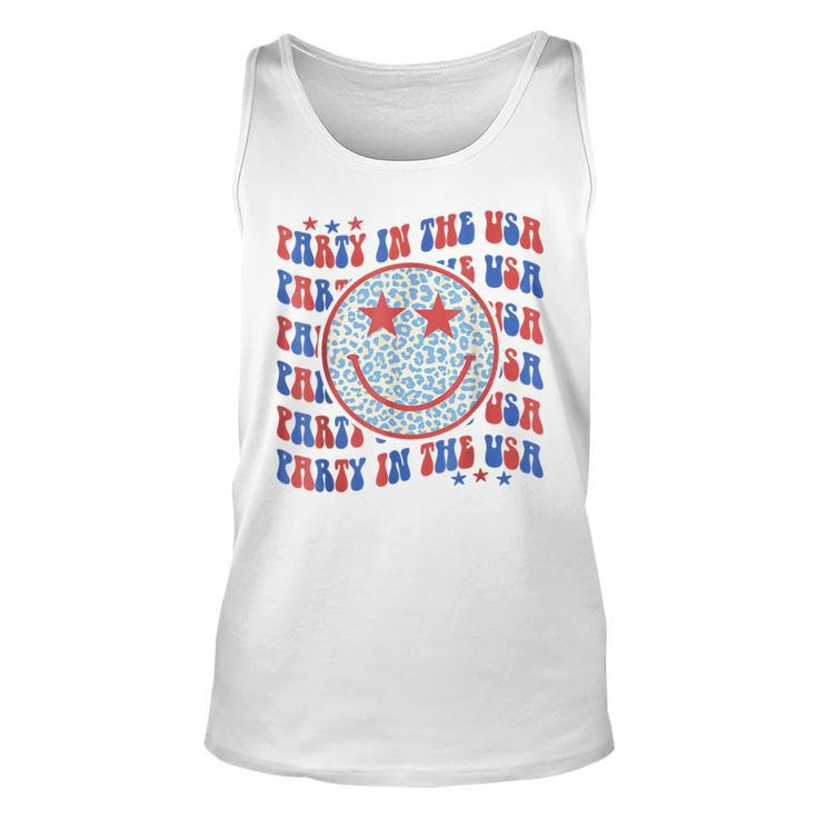 Party In The Usa Hippie Smile Face Leopard 4Th Of July Tank Top