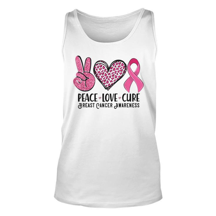 Peace Love Cure Breast Cancer Awareness Warrior Pink Ribbon Tank Top