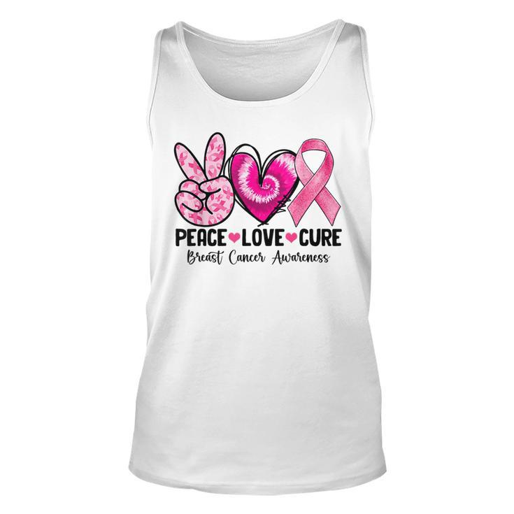Peace Love Cure Breast Cancer Awareness Warrior Pink Ribbon  Unisex Tank Top