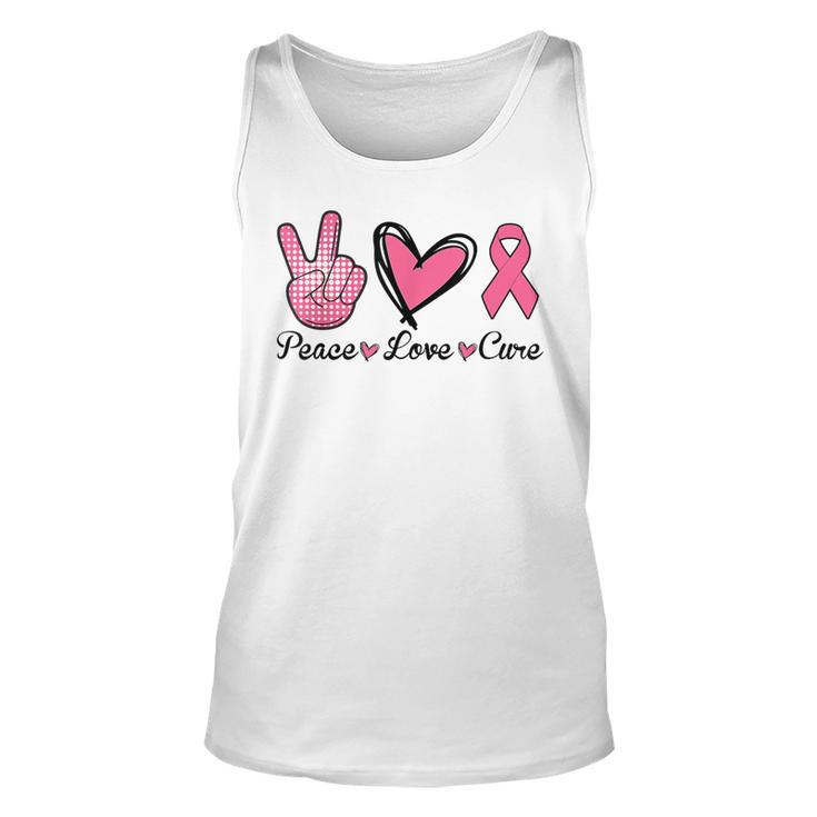 Peace Love Cure Heart Pink Ribbon Breast Cancer Awareness Tank Top