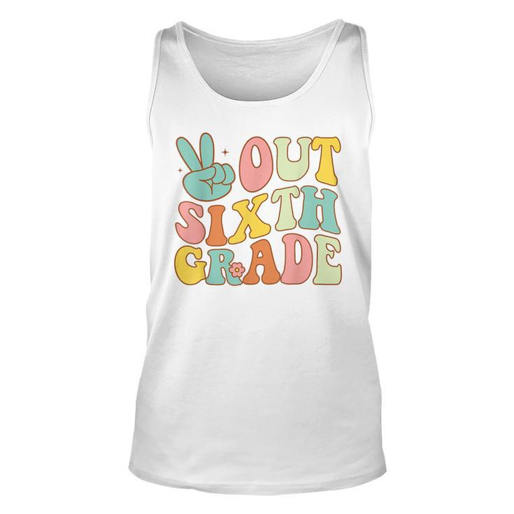 Peace Sign Out Sixth Grade Groovy Last Day School 6Th Grade Tank Top