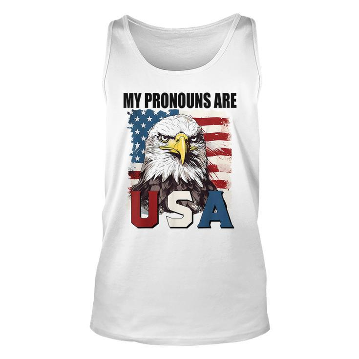My Pronouns Are Usa American Flag Patriotic Eagle Graphic Patriotic Tank Top